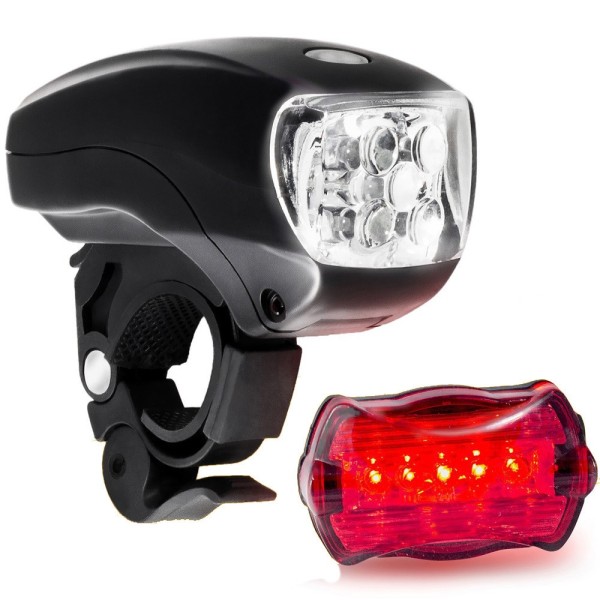 Set headlight and taillight, with leds, for bicycle, black color, type II, flashlight